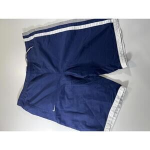 Vintage Nike Men's Navy Blue Athletic Shorts with White Trim
